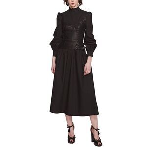 Marchesa Notte Womens Midi Dress, Black